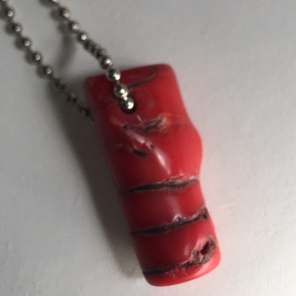 Vintage chunky red coral 925 sterling necklace